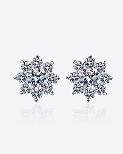 Floral Radiance: 1 Carat Moissanite-Embellished Sterling Silver Earrings