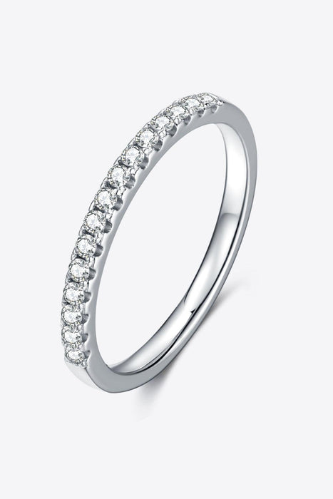 Platinum-Plated Lab-Diamond Elegance Ring with Moissanite Accents: Deluxe Platinum and Moissanite Statement Ring
