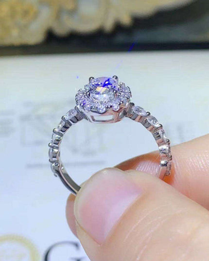 Radiant Halo 1 Carat Lab-Diamond Sterling Silver Ring - A Classic Touch of Luxury