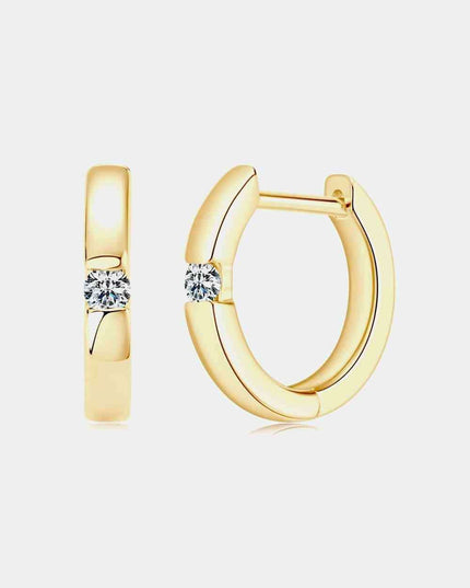 Elegant Moissanite Huggie Earrings in Sterling Silver with Dazzling Gemstones