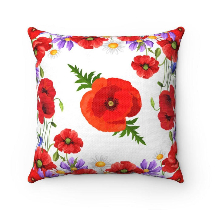 Vibrant Reversible Cushion Cover with Striking Red Poppy Designs