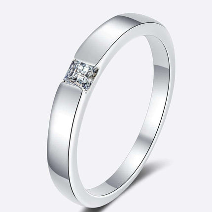 Elegant Moissanite and Sterling Silver Rhodium-Plated Ring Set with Stone Certification and Warranty