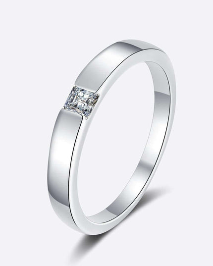 Elegant Moissanite and Sterling Silver Rhodium-Plated Ring Set with Stone Certification and Warranty