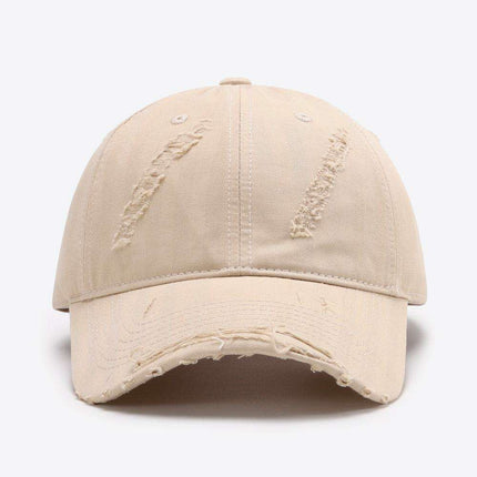 Retro Distressed Cotton Baseball Cap with Customizable Strap - Elevate Your Style