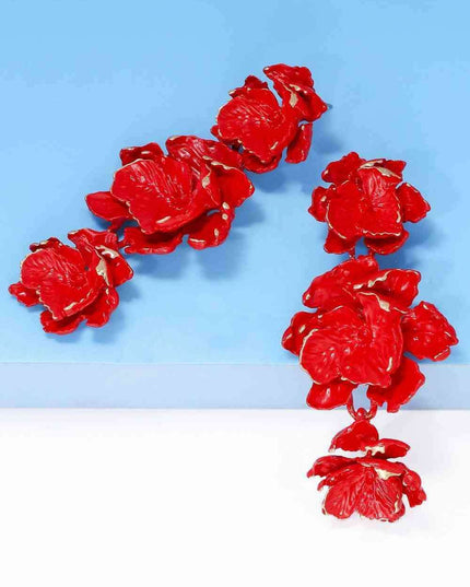 Chic Floral Zinc Alloy Dangle Earrings - Style Elevation