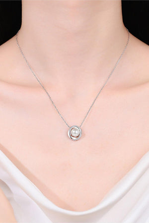Moissanite Pearl Rhodium-Plated Necklace-Trendsi-Silver-One Size-Très Elite