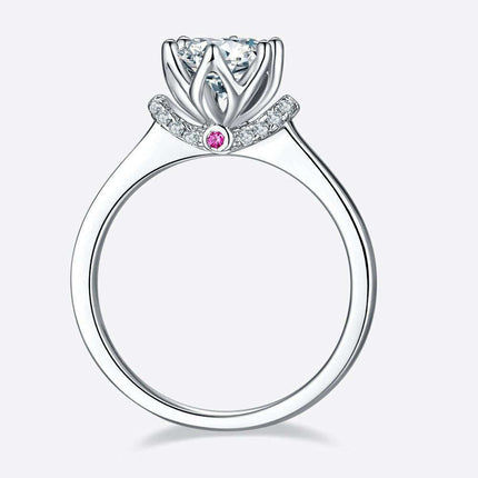 Platinum-Plated Sterling Silver Lab Diamond Ring Set with Lab-Grown Diamond Glow - Luxe Collection