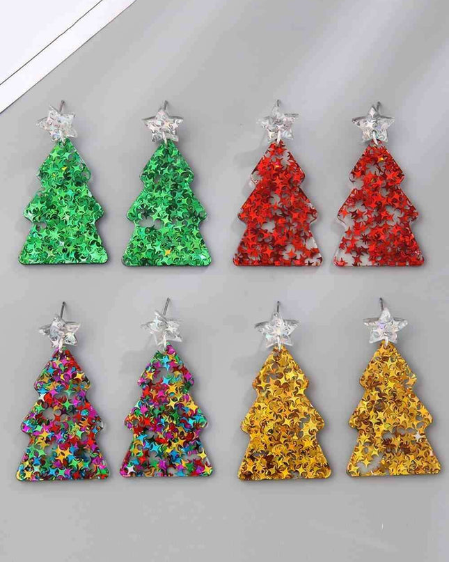Delightful Festive Acrylic Christmas Tree Earrings for a Joyful Celebration