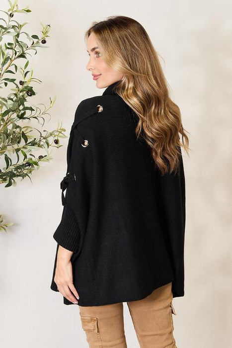 Crisscross Black Sweater with Long Sleeves by Justin Taylor