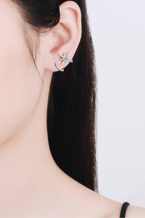 Moissanite Star Rhodium-Plated Earrings-Trendsi-Silver-One Size-Très Elite