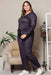 Plus Size Leopard Print Lounge Set with V-Neck Top and Slim-Fit Pants