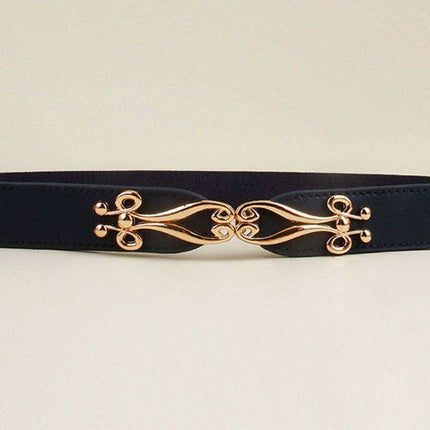 Elegant Versatile Elastic Belt with Stylish Alloy Buckle for Fashion-Forward Looks