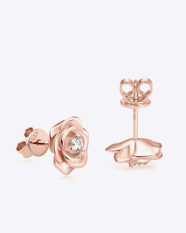 Floral Elegance: Lab-Grown Diamond Sterling Silver Earrings