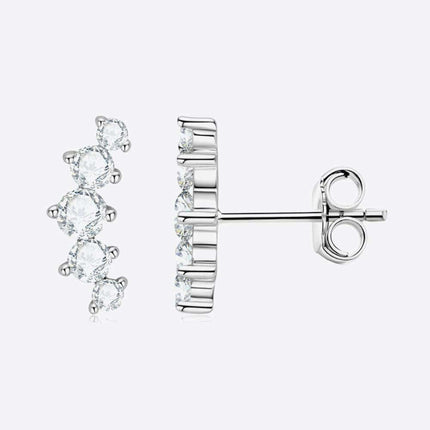 Platinum-Plated Moissanite-Studded Earrings - Chic and Timeless Elegance