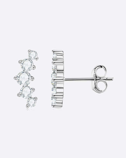 Platinum-Plated Moissanite-Studded Earrings - Chic and Timeless Elegance
