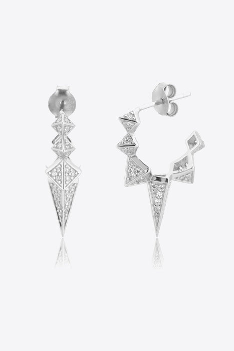 Zircon Embellished Sterling Silver Contemporary Earrings