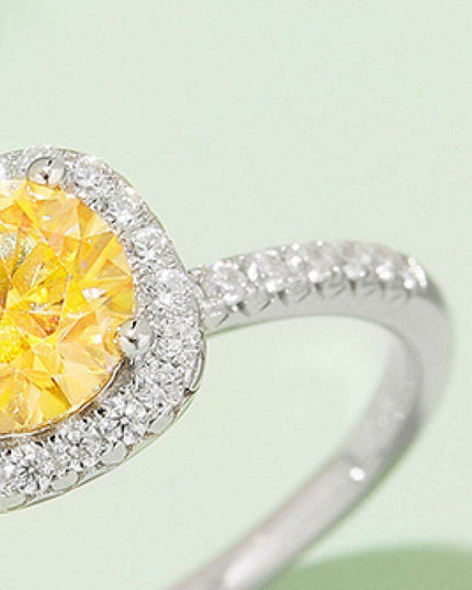 Radiant Pink Diamond Halo Ring with Lab-Created Moissanite in Sterling Silver