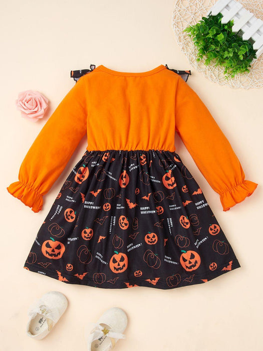 Spooky Fun Flounce Sleeve Halloween Dress