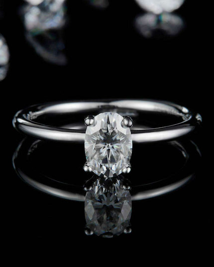 Elegant 1 Carat Platinum-Plated Lab-Diamond Sterling Silver Ring