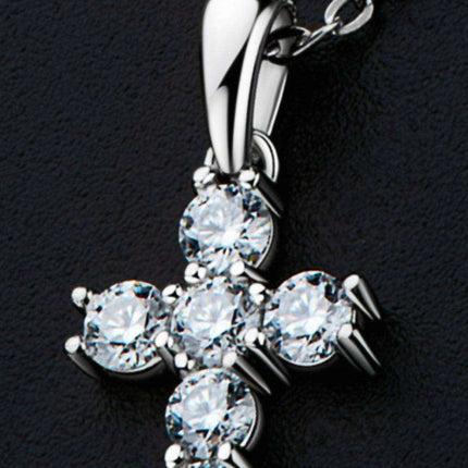 Elegant Sterling Silver Cross Necklace with Lab Grown Diamond Accents - Timeless Faith Symbol