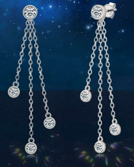 Sophisticated Layered Chain Earrings with 1.2 Carat Lab-Diamonds: Embrace Timeless Elegance
