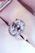 Glamorous Sterling Silver Ring with Moissanite and Zircon - Modern Elegance
