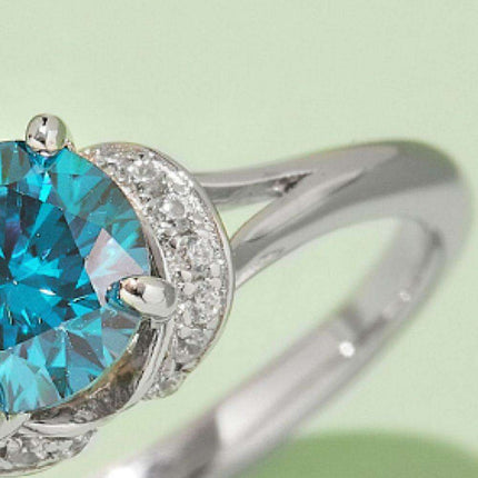 Elegant Multicolored Lab-Grown Diamond Ring in Sterling Silver