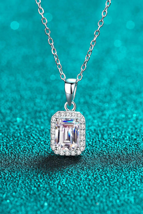 Sparkling Square Moissanite Pendant Necklace with Zircon Accents and Certification