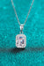 Luxurious Square Moissanite Pendant Chain Necklace with Zircon Accents