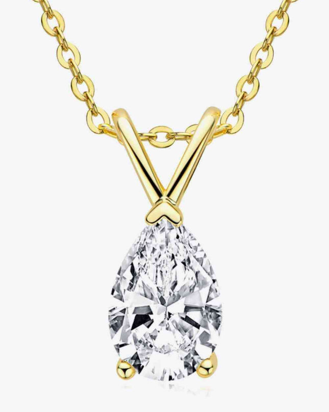 Elegant Sterling Silver Teardrop Pendant Necklace with Lab-Created Diamonds