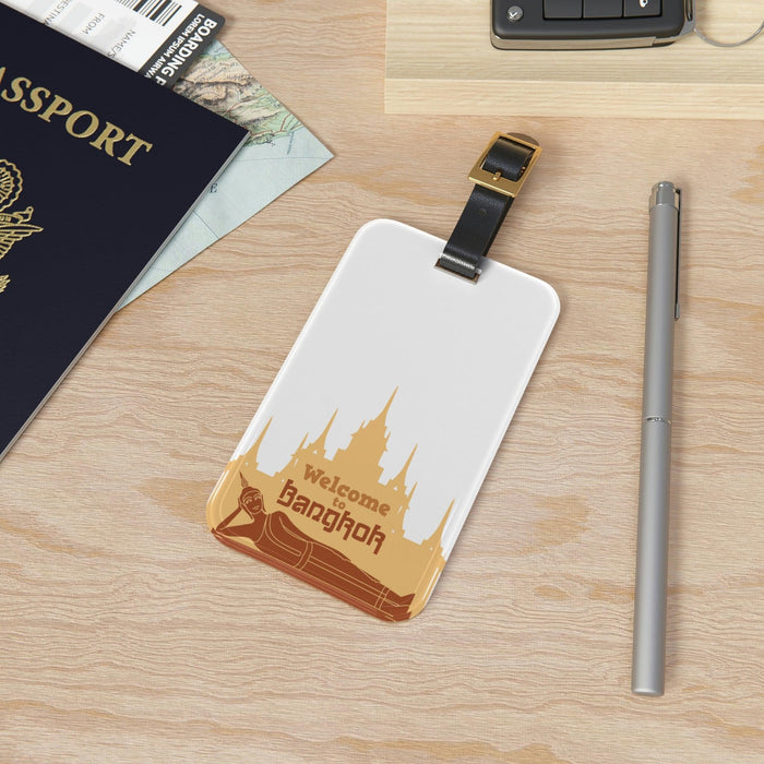 Customizable Elite Maison Acrylic Luggage Tag with Leather Strap - Stylish Travel Essential
