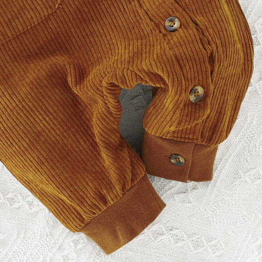 Baby Buttoned Collared Neck Corduroy Jumpsuit-Trendsi-Caramel-3M-Très Elite