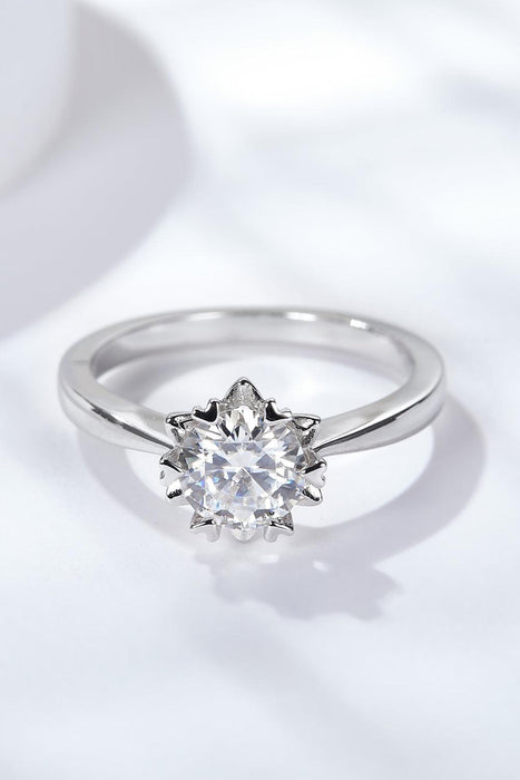 Sophisticated Moissanite Solitaire Ring in Platinum-Plated Sterling Silver