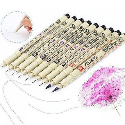 Micron Fine Liner and Brush Pen Collection - 9 Essential Tools for Artists and Professionals