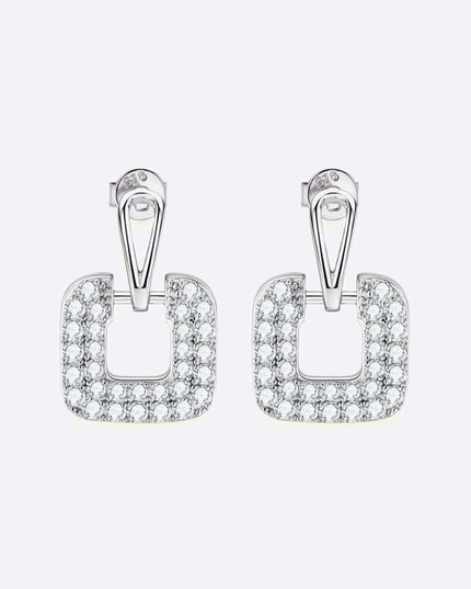 Radiant 1.68 Carat Lab-Grown Diamond Sterling Silver Drop Earrings