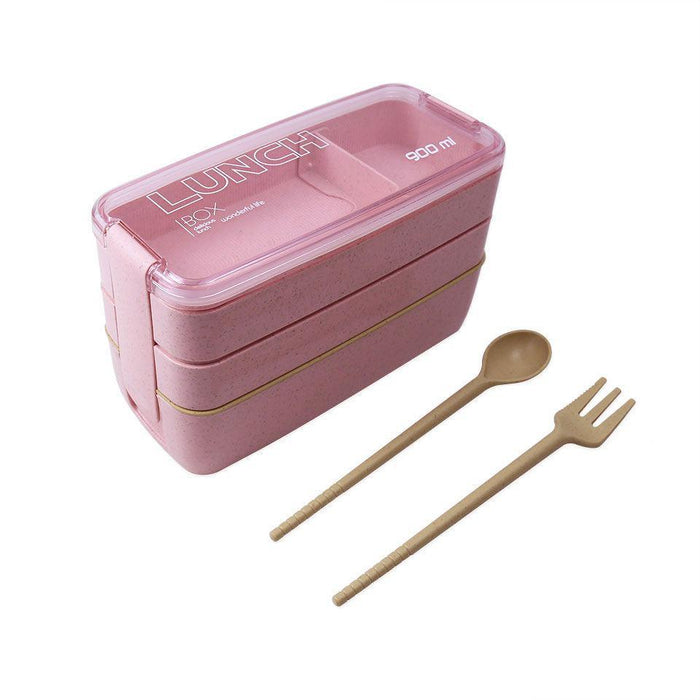 Eco-Friendly 3-Tier Bento Lunch Box Set with Travel Tote Bag