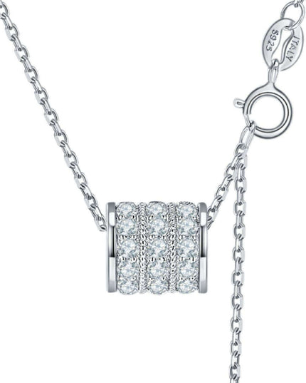 Elegant Moissanite Pendant Necklace with Platinum and Rose Gold Accents
