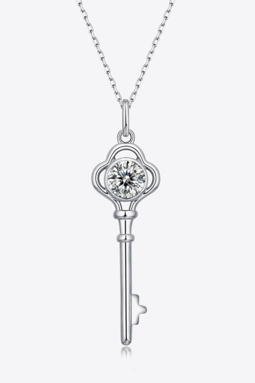 Elegance Enchantment: Platinum-Coated Sterling Silver Necklace with 1 Carat Moissanite