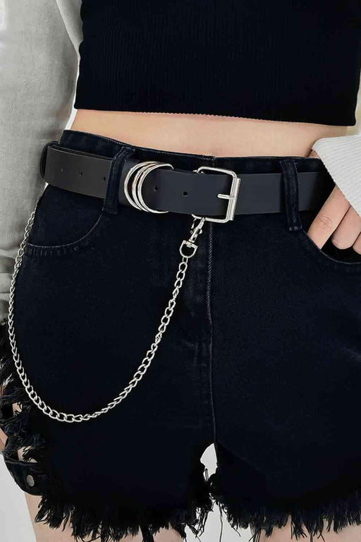 Chic PU Leather Chain Belt with Adjustable Linked Buckle