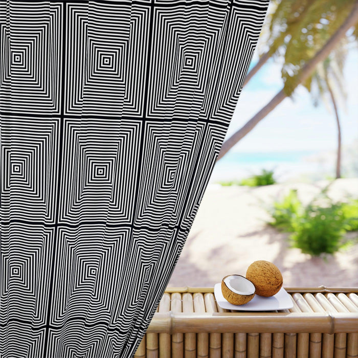 Geometric Blackout Polyester Window Curtains - Customizable Stylish Drapes