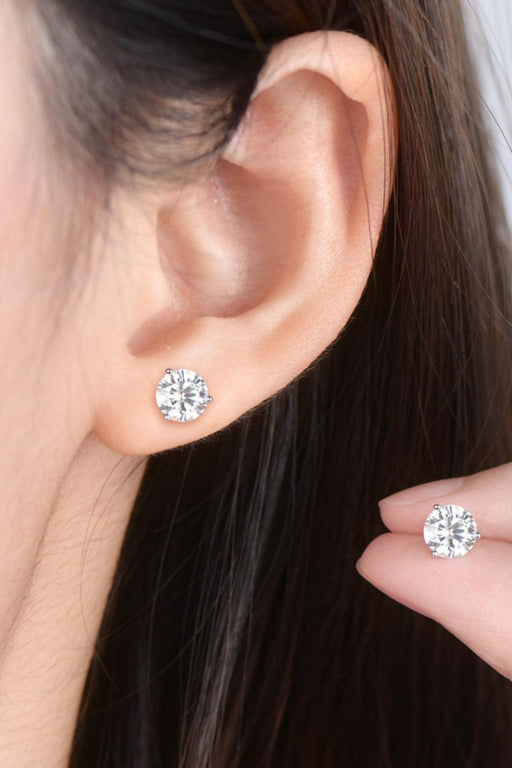 Luxurious 2 Carat Moissanite Sterling Silver Stud Earrings