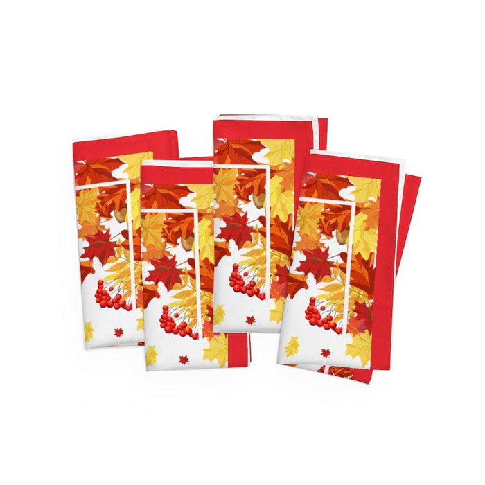 19"x19" Autumn Yellow Red leaves Fall Napkin, Set of 4