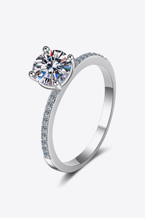 Luxurious 1 Carat Moissanite Sterling Silver Ring with Zircon Accents: An Exquisite Statement Piece