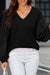 Cozy Vibe Waffle Knit V-Neck Top with Long Sleeves