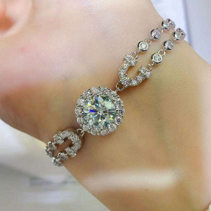 Elegant Two-Tier Lab-Created Diamond Bracelet with Radiant Zircon Details