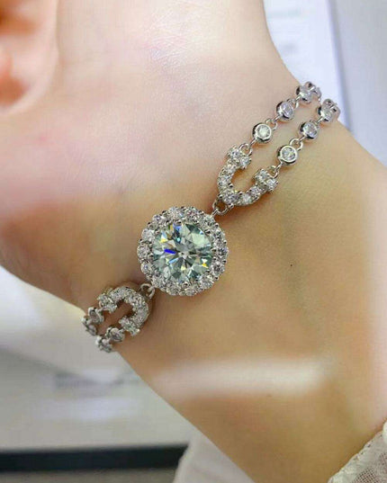 Elegant Two-Tier Lab-Created Diamond Bracelet with Radiant Zircon Details