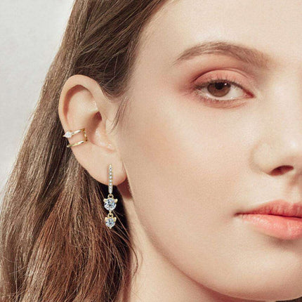 Elegant Sterling Silver Drop Earrings with Lab-Grown Diamonds