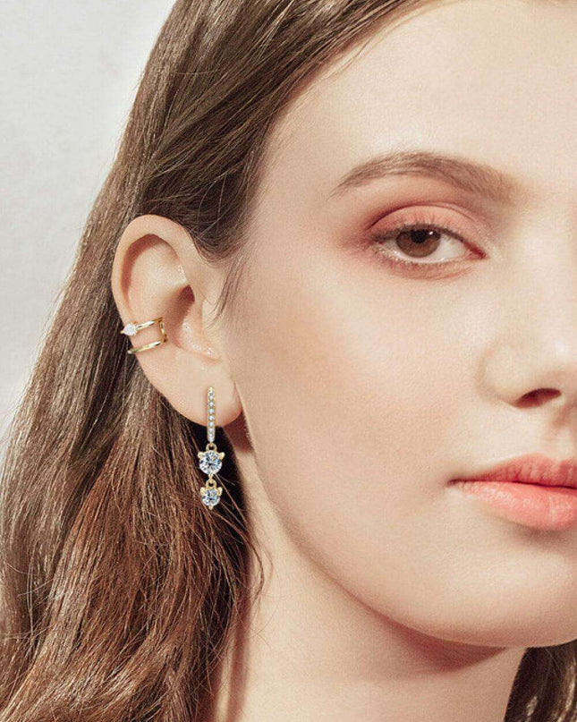 Elegant Sterling Silver Drop Earrings with Lab-Grown Diamonds
