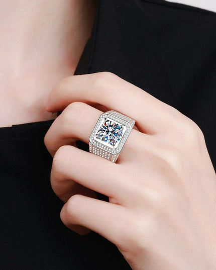 Elegant Eco-Friendly Sterling Silver Ring with Lab-Grown Diamonds and Rhodium Shine