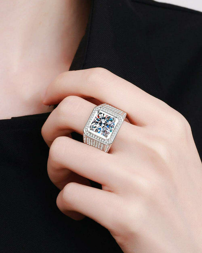 Elegant Eco-Friendly Sterling Silver Ring with Lab-Grown Diamonds and Rhodium Shine